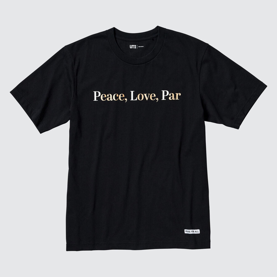 t-shirt da donna nere uniqlo peace for all graphic adam scott