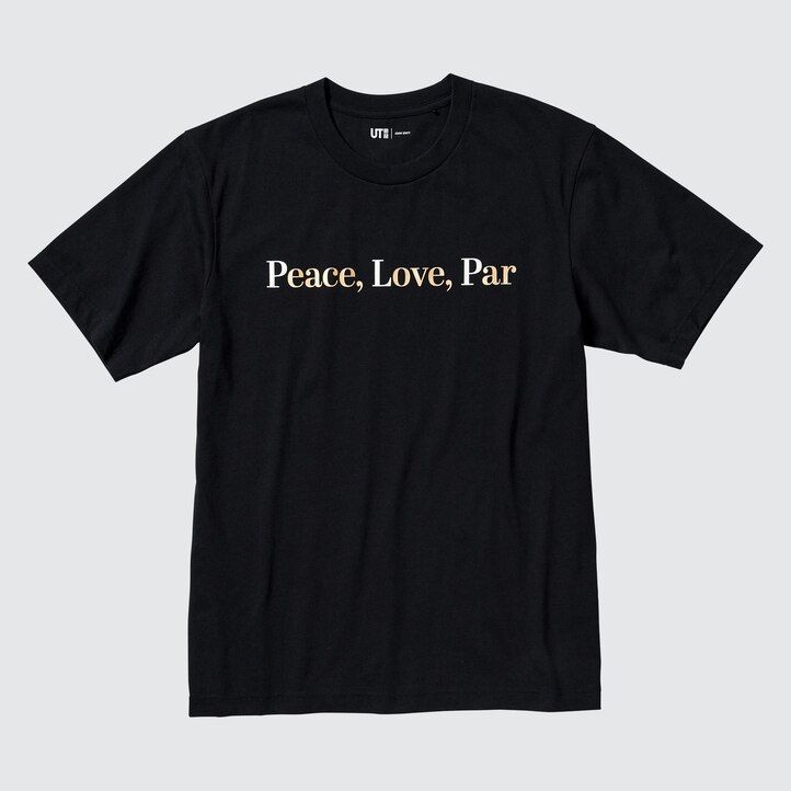 t-shirt da donna nere uniqlo peace for all graphic adam scott