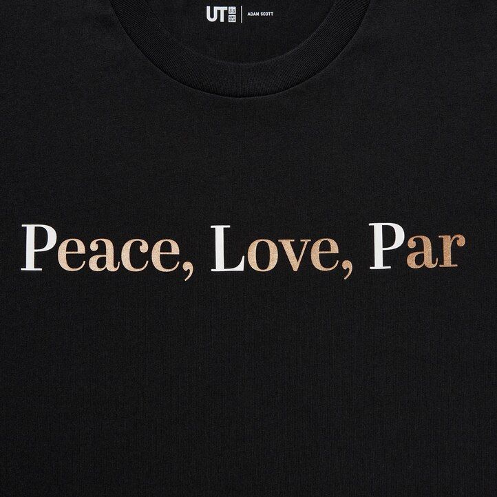t-shirt da donna nere uniqlo peace for all graphic adam scott