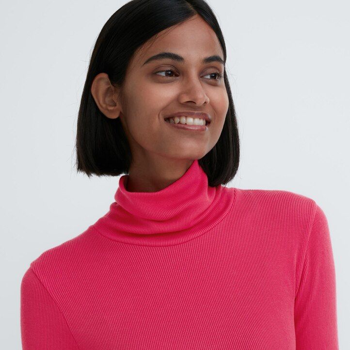 magliette termiche da donna uniqlo heattech extra warm seamless a coste e maniche lunghe grigie