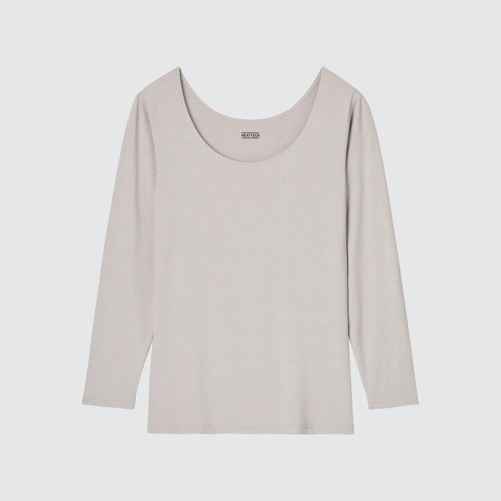 magliette termiche da donna uniqlo heattech con scollo a barchetta e maniche color bordeaux
