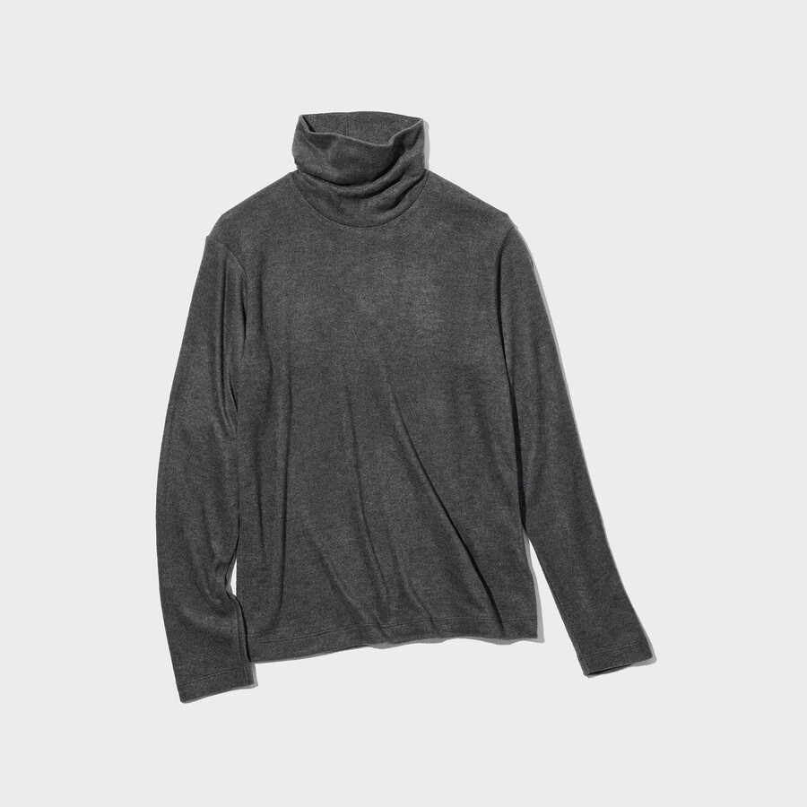 magliette termiche da donna con maniche in pile heattech uniqlo grigie