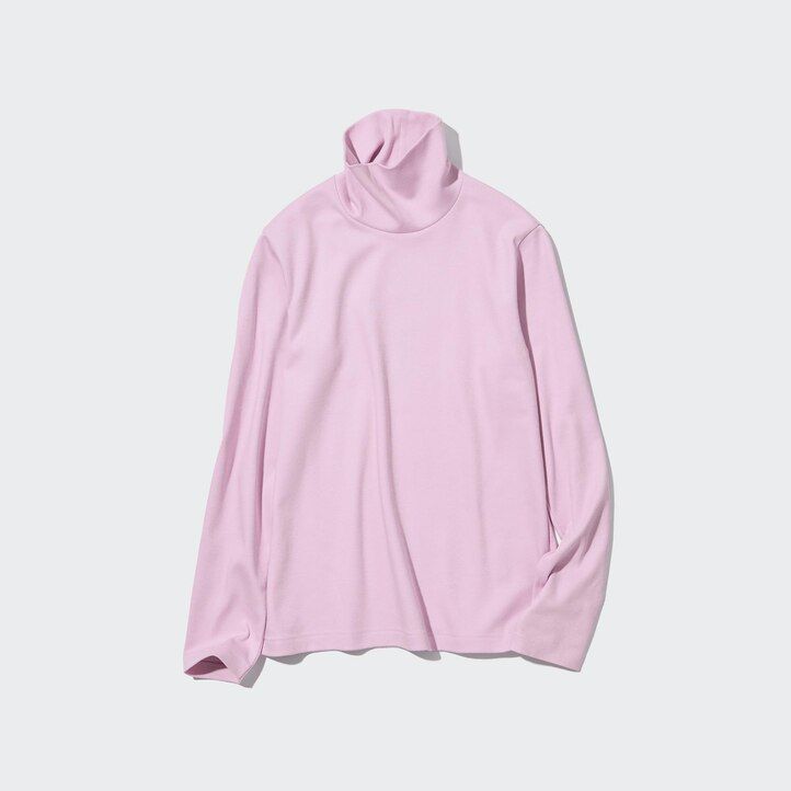 magliette a maniche lunghe elasticizzate in cotone liscio uniqlo da donna nere