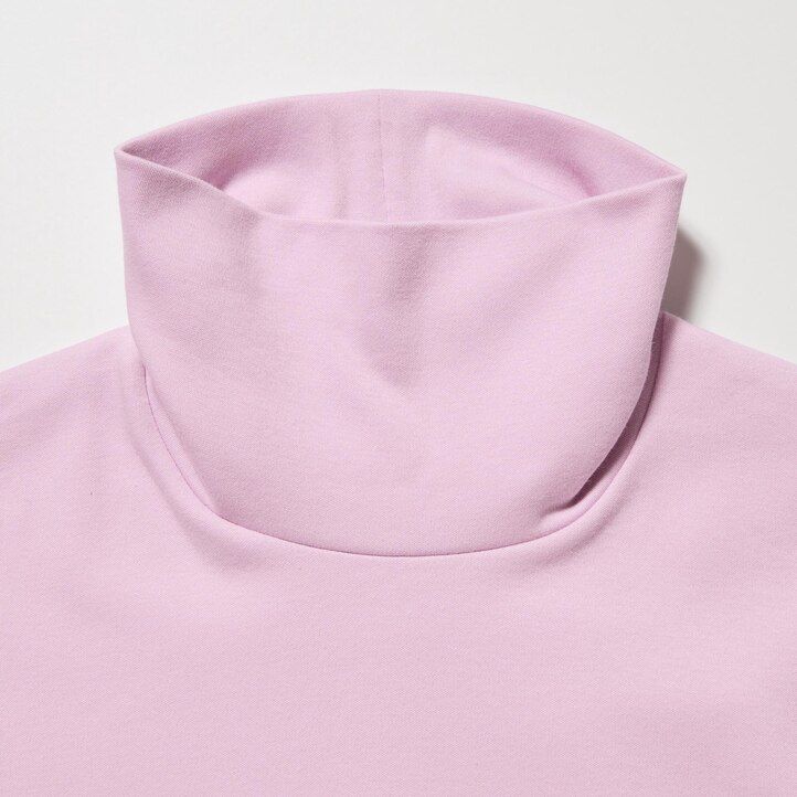 magliette a maniche lunghe elasticizzate in cotone liscio uniqlo da donna nere