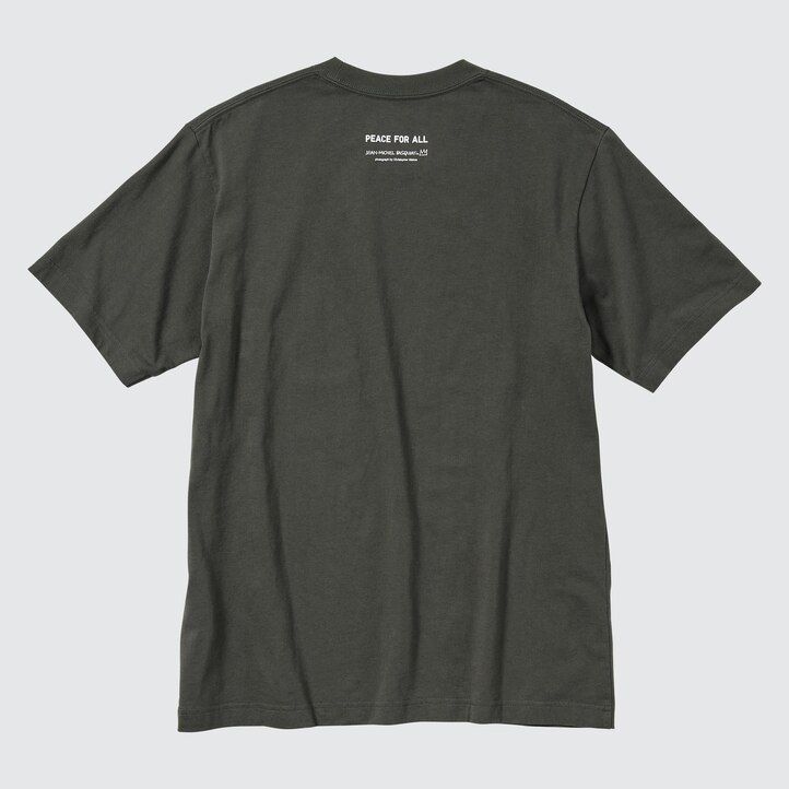 t-shirt da donna uniqlo peace for all graphic jean michel basquiat e christopher makos grigio scuro