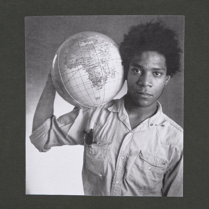 t-shirt da donna uniqlo peace for all graphic jean michel basquiat e christopher makos grigio scuro
