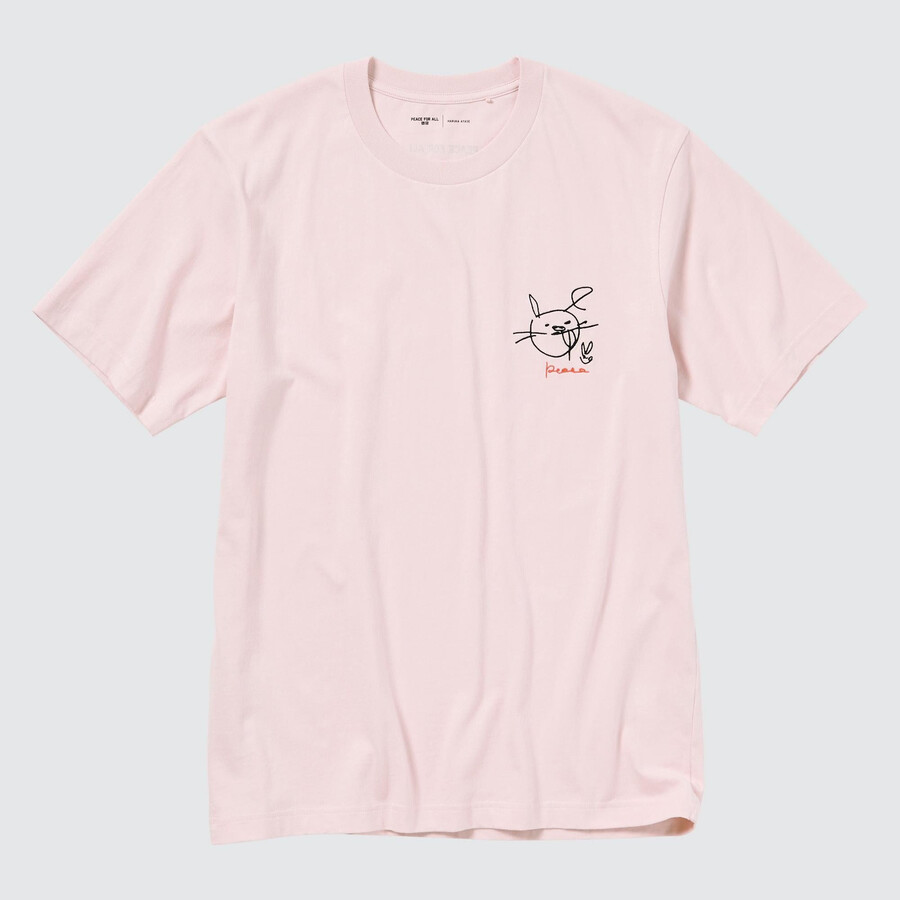 t-shirt da donna rosa uniqlo peace for all graphic haruka ayase