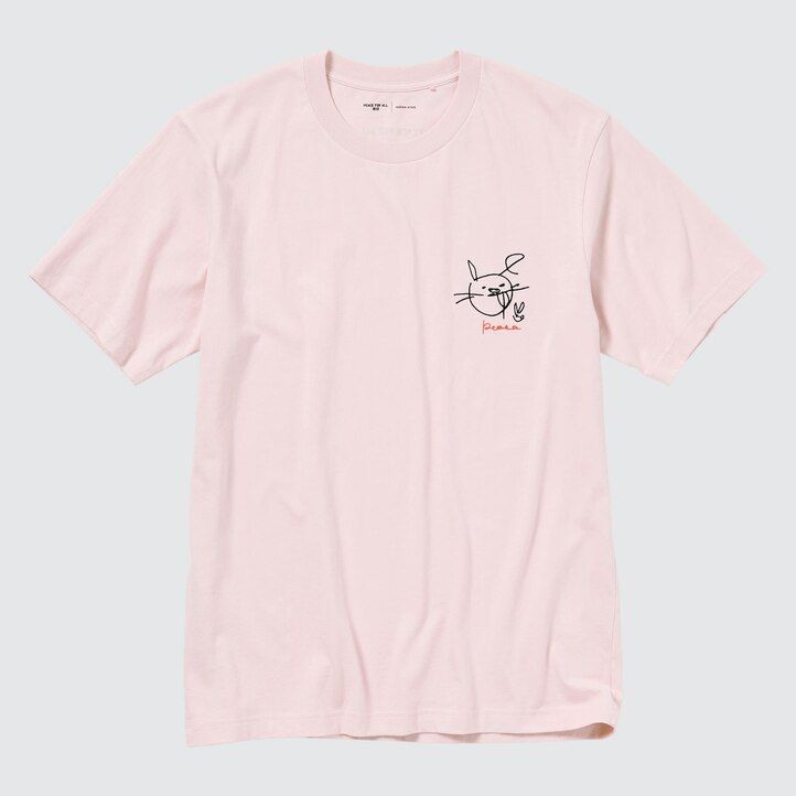 t-shirt da donna rosa uniqlo peace for all graphic haruka ayase