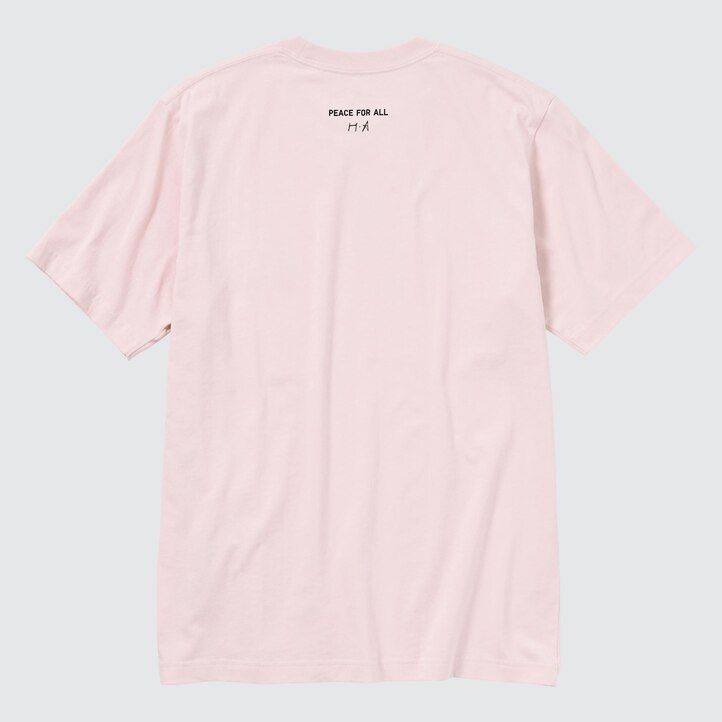t-shirt da donna rosa uniqlo peace for all graphic haruka ayase