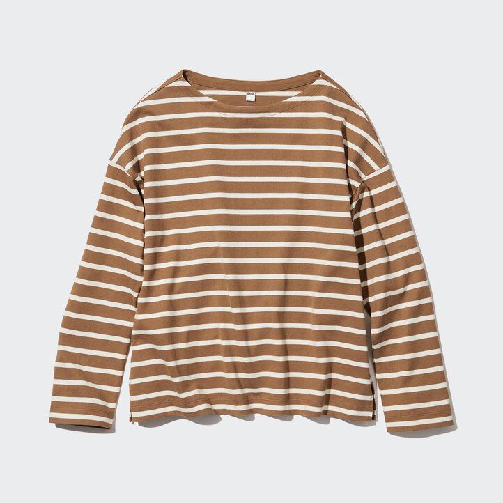 magliette a maniche lunghe a righe uniqlo da donna bianche