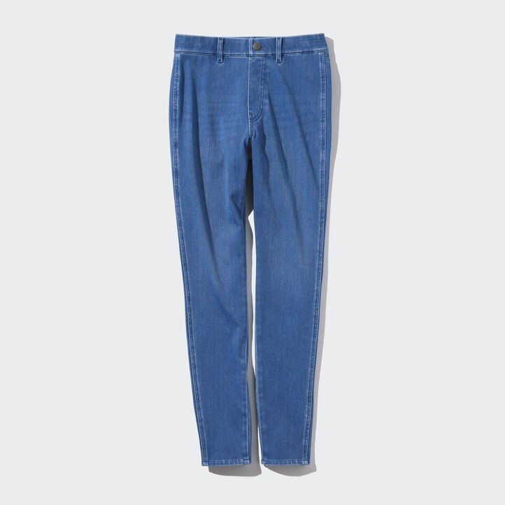top in denim ultra elasticizzato uniqlo da donna blu
