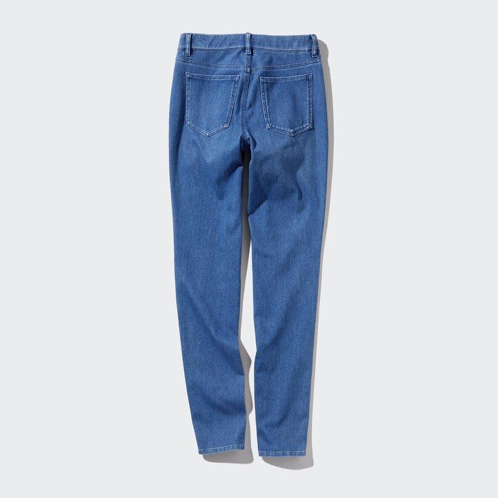 top in denim ultra elasticizzato uniqlo da donna blu