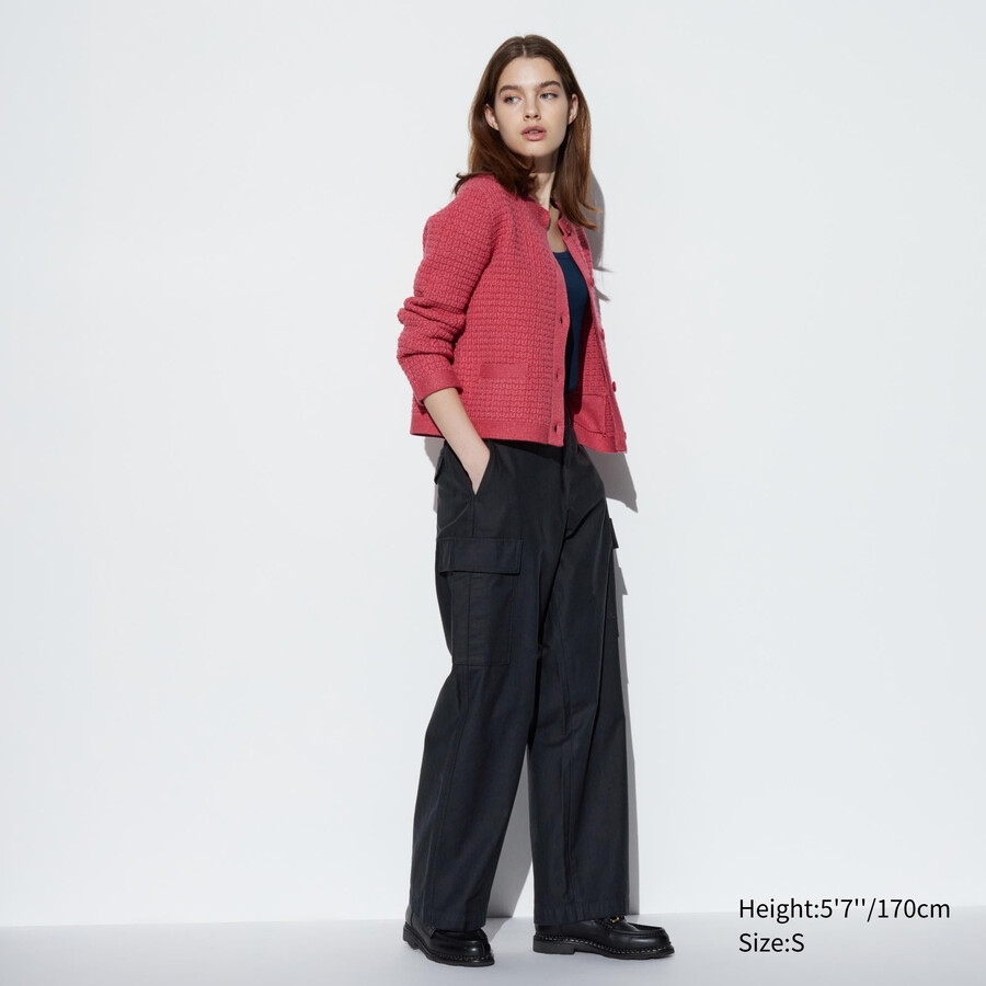 top da donna uniqlo wide straight legrgo grigio scuro