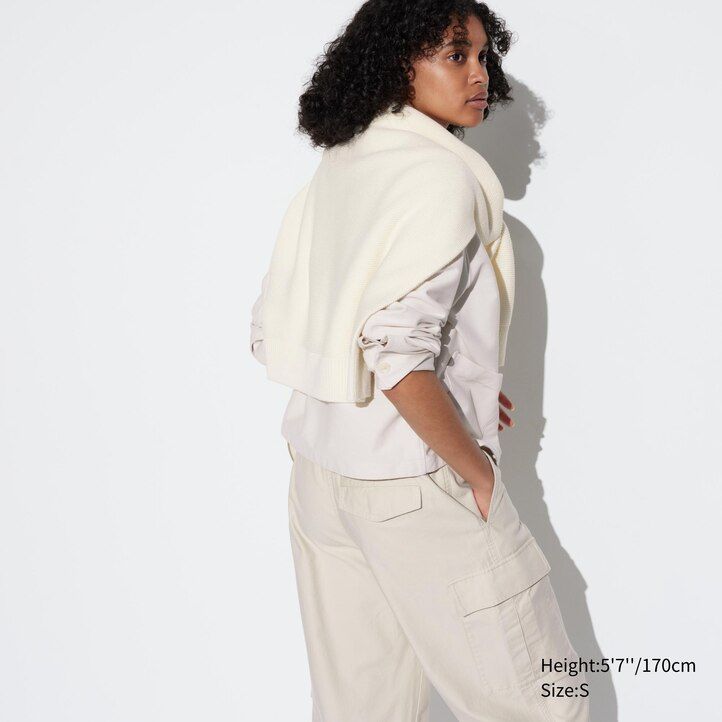 top da donna uniqlo wide straight legrgo grigio scuro