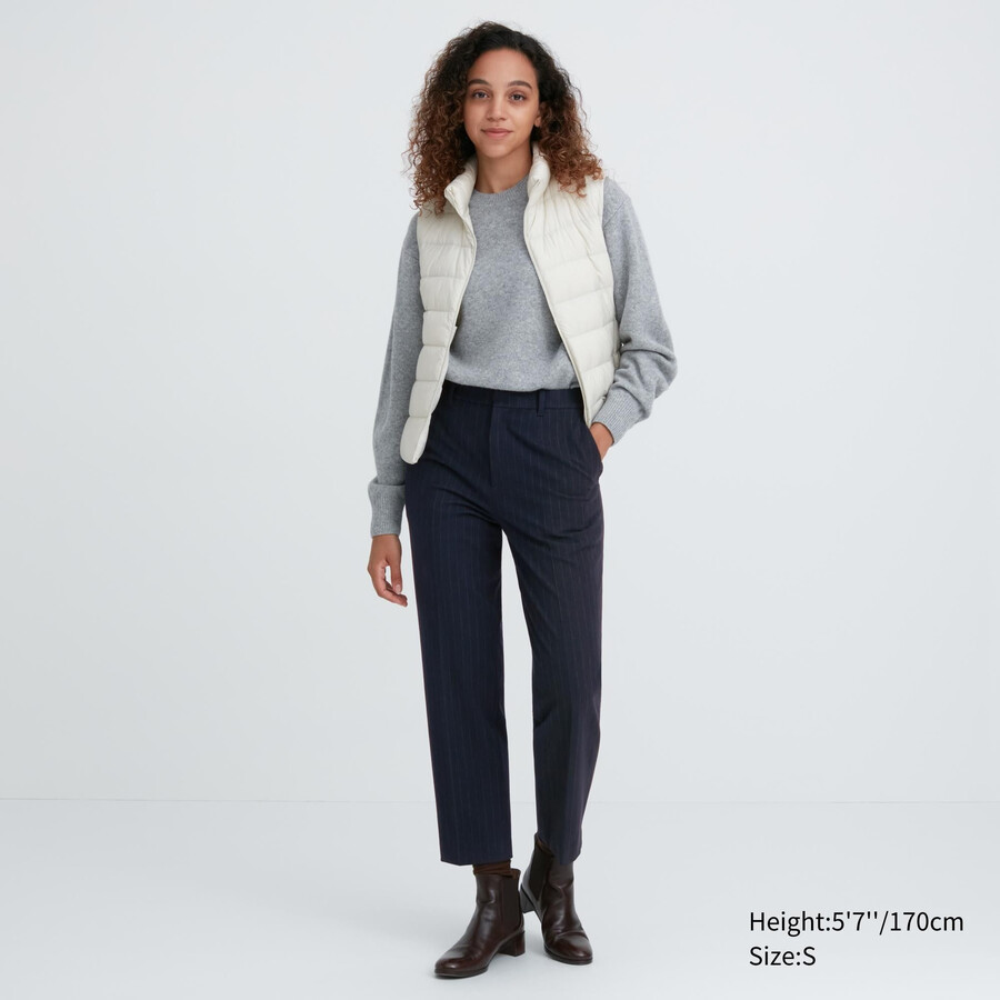 top uniqlo smart da donna a righe e lunghezza alla caviglia blu navy