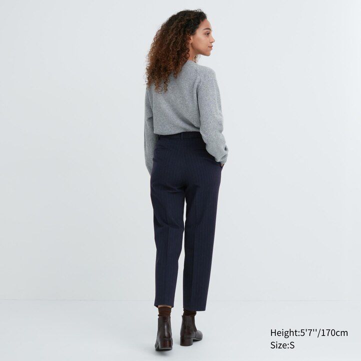 top uniqlo smart da donna a righe e lunghezza alla caviglia blu navy