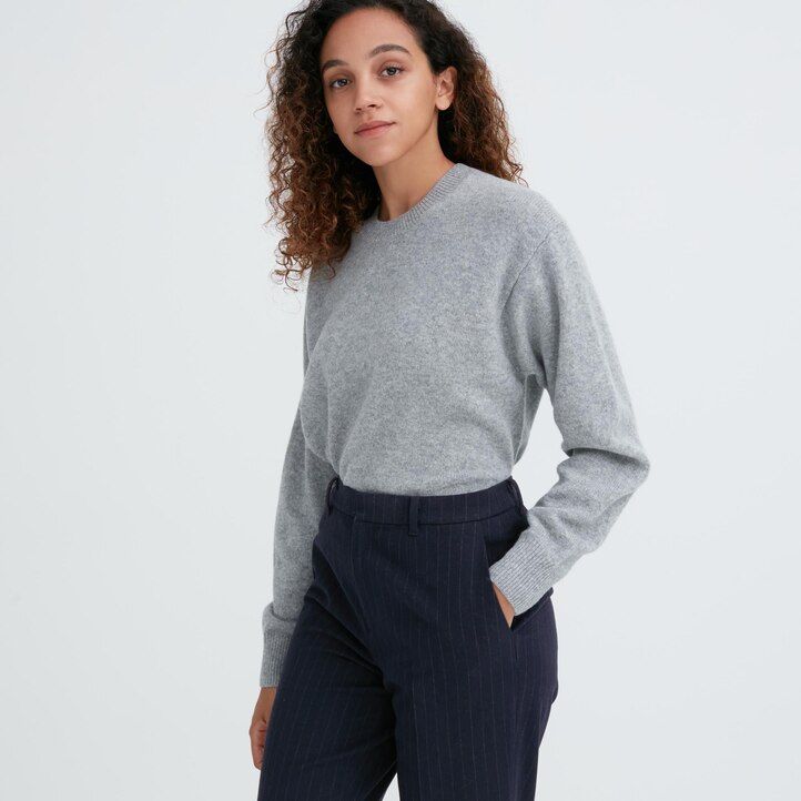 top uniqlo smart da donna a righe e lunghezza alla caviglia blu navy