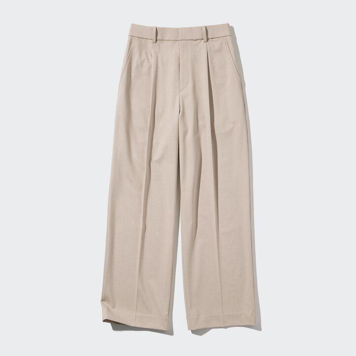 top a gamba larga plissettato uniqlo da donna colore oliva