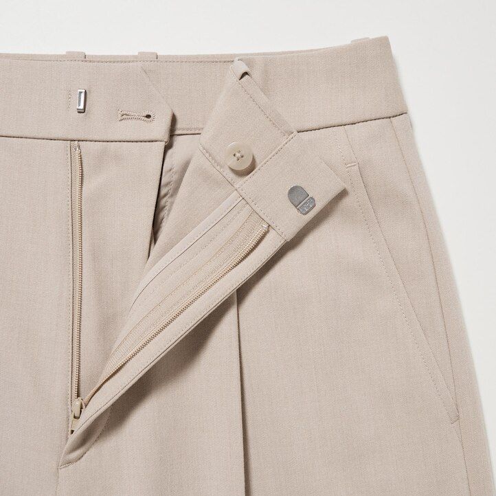 top a gamba larga plissettato uniqlo da donna colore oliva