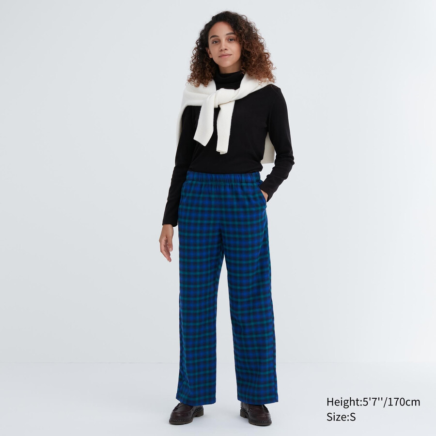 top da donna in flanella uniqlo blu