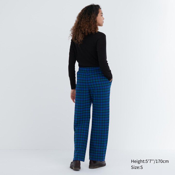 top da donna in flanella uniqlo blu