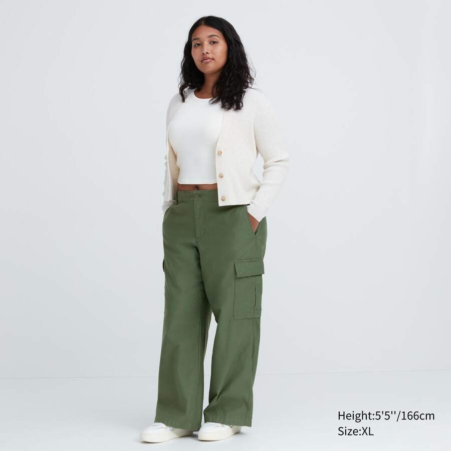 top da donna uniqlo wide straight legrgo verdi