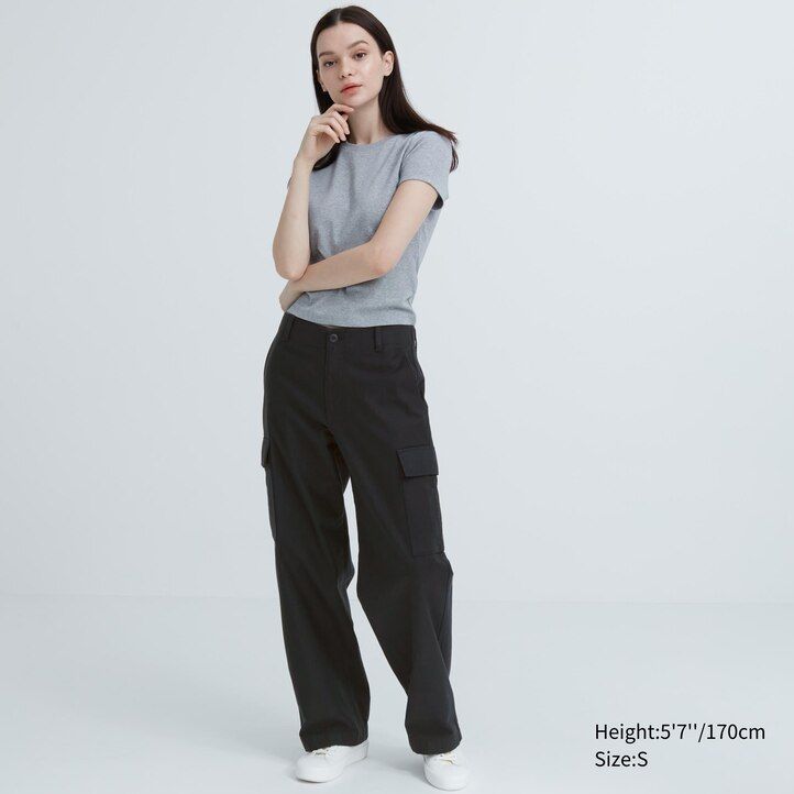 top da donna uniqlo wide straight legrgo verdi
