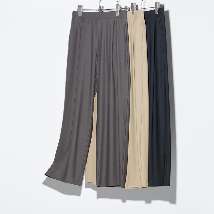top da donna uniqlo airism ultra stretch straight wide leg beige