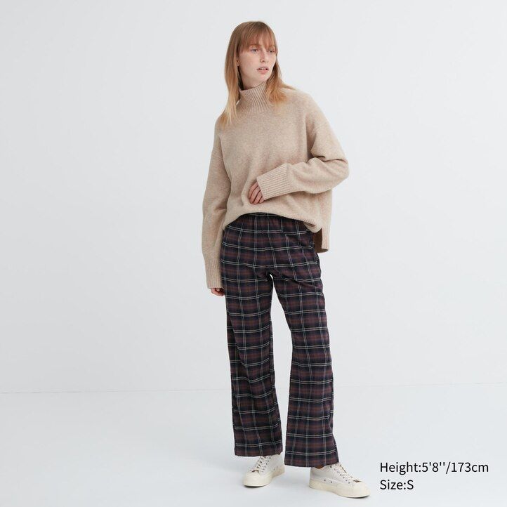 top in flanella uniqlo da donna marrone scuro