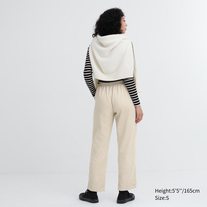 top da donna uniqlo in velluto a coste marrone vestibilità rilassata lunghezza alla caviglia