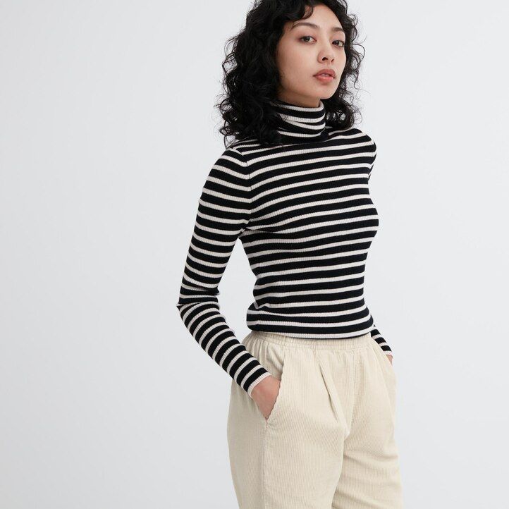 top da donna uniqlo in velluto a coste marrone vestibilità rilassata lunghezza alla caviglia
