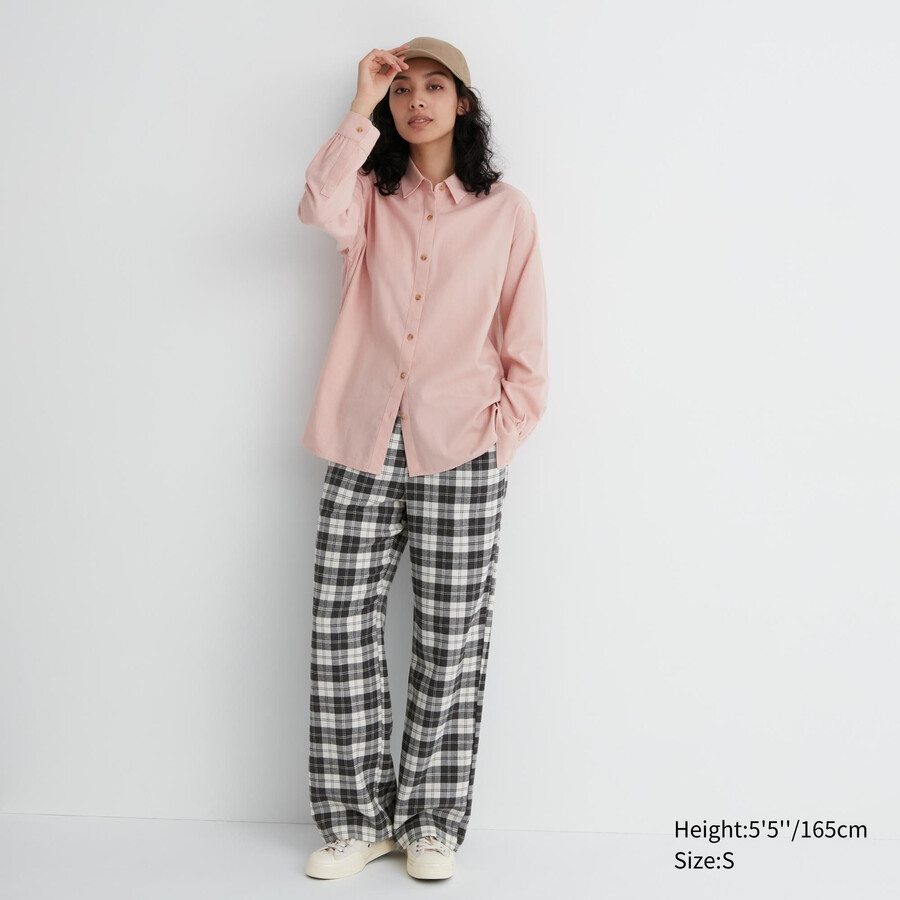 top da donna in flanella uniqlo bianca