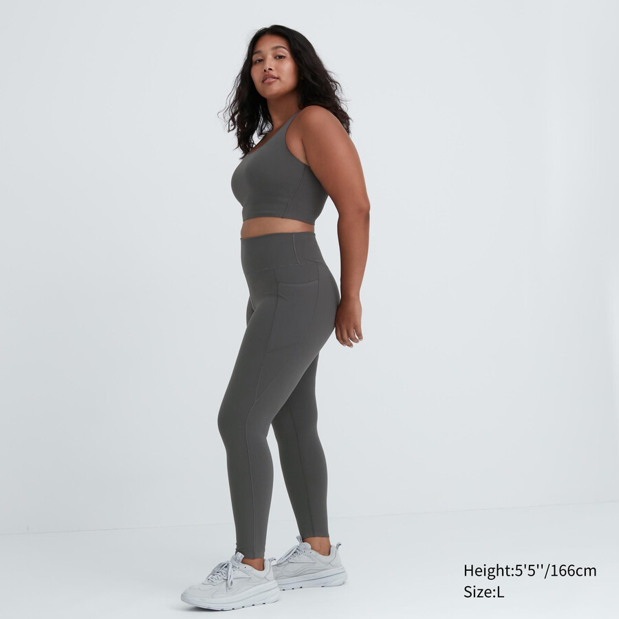 top da donna uniqlo airism con protezione uv e tasche colore grigio