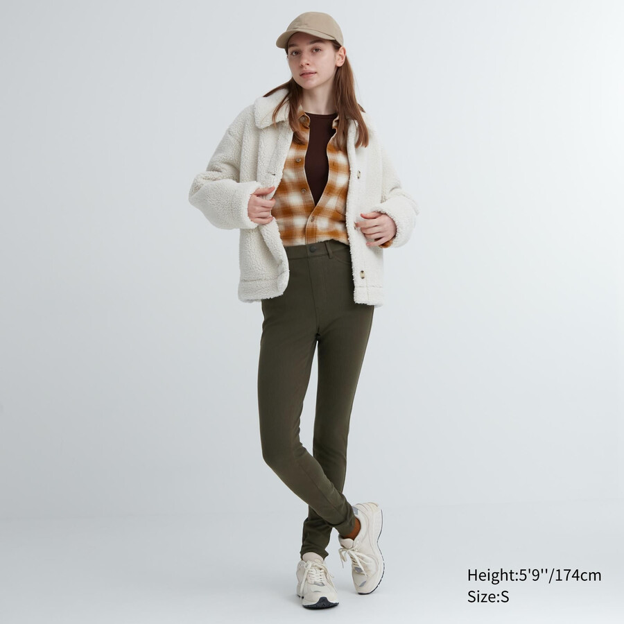 top uniqlo heattech ultra stretch a vita alta da donna colore oliva