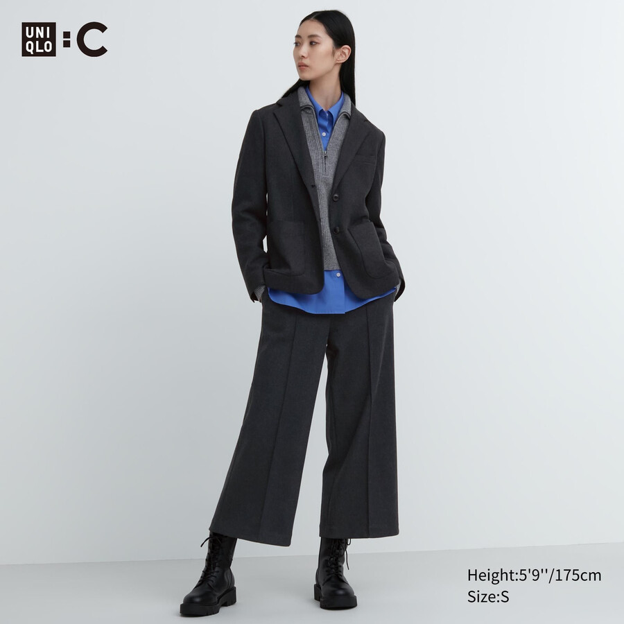 top da donna uniqlo in jersey spazzolato con vestibilità corta grigio scuro