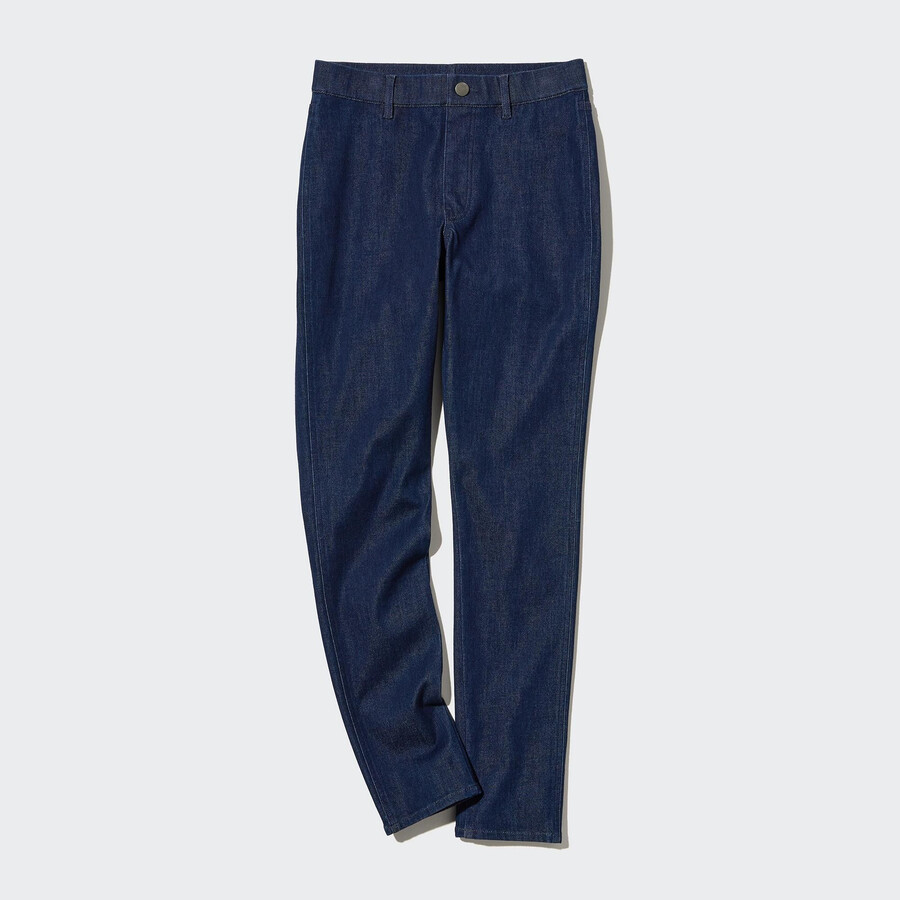 top da donna in denim ultra elasticizzato uniqlo blu navy