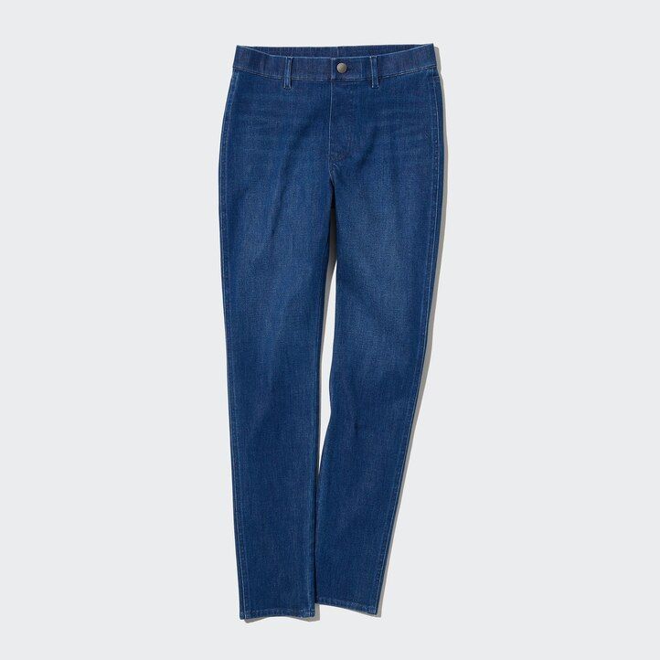top in denim ultra elasticizzato uniqlo da donna blu