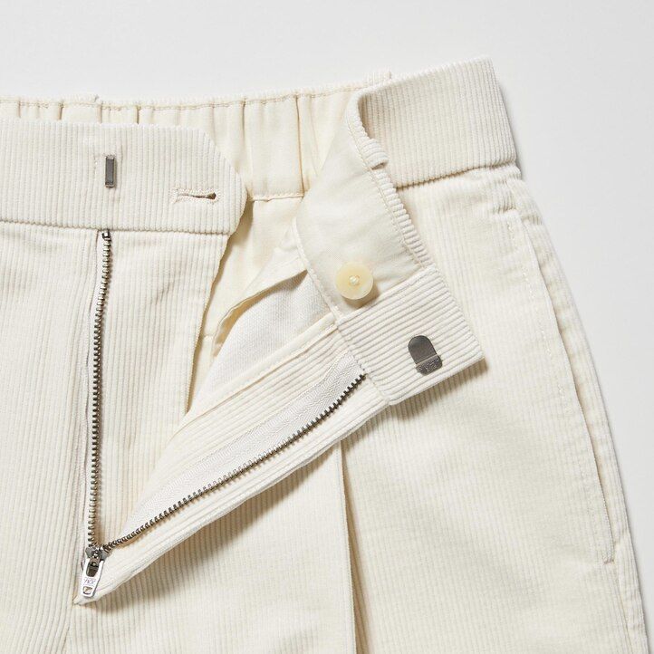 top a gamba larga plissettati in velluto a coste uniqlo da donna colore oliva