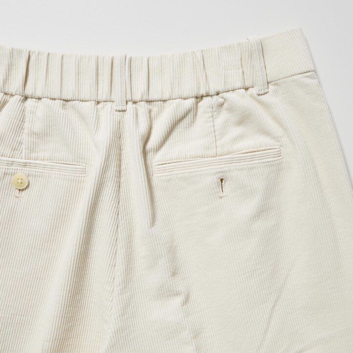 top a gamba larga plissettati in velluto a coste uniqlo da donna colore oliva