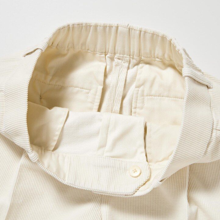 top a gamba larga plissettati in velluto a coste uniqlo da donna colore oliva