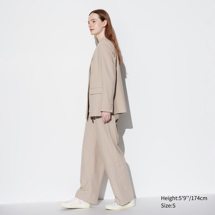 top a gamba larga plissettati uniqlo da donna grigio