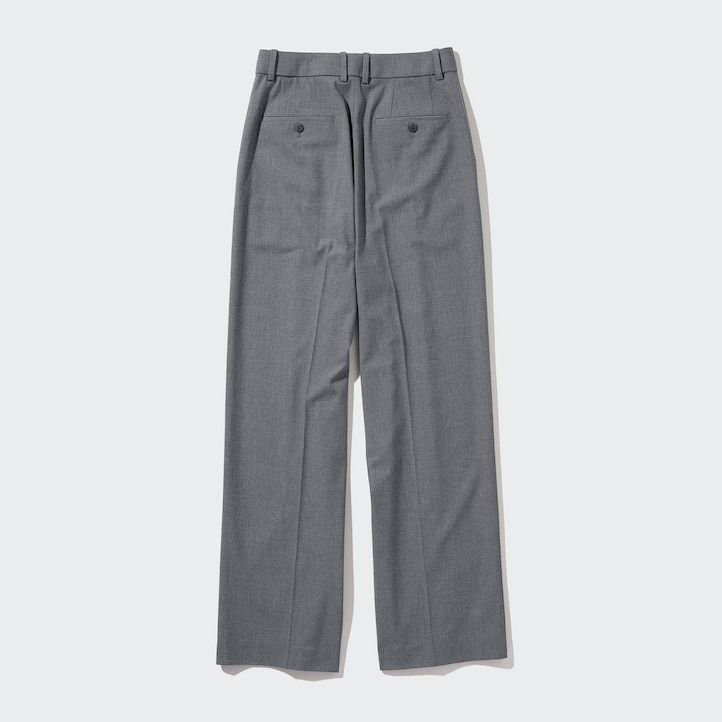 top a gamba larga plissettati uniqlo da donna grigio